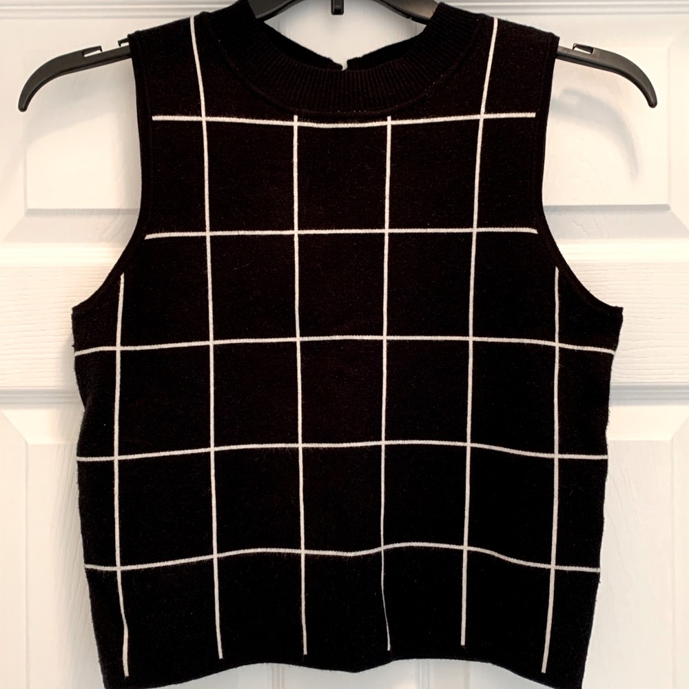 Windowpane Sleeveless Sweater Tank